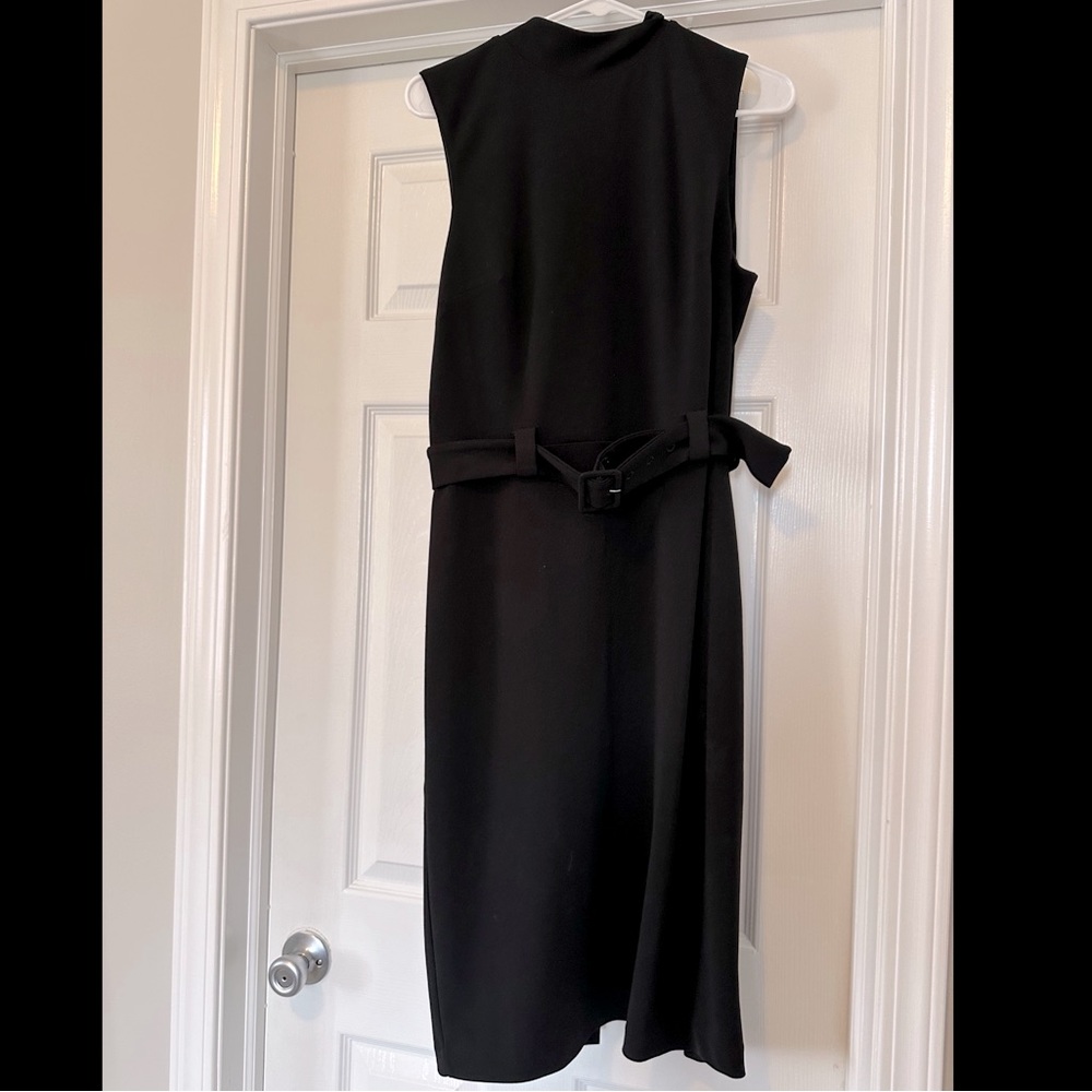 Express sheath belted mock neck pencil dress